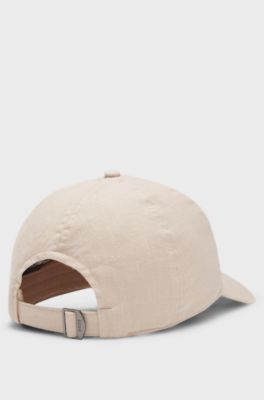 Linen cap with embroidered logo, Light Beige