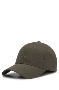 Cappellino in lino con logo ricamato, Verde scuro