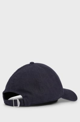 Leinen-Cap mit Logo-Stickerei, Dunkelblau