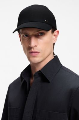 Cotton-twill cap with logo trim, Black