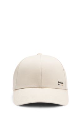 Cotton-twill cap with logo trim, Light Beige