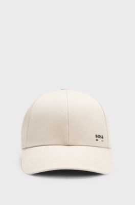 Cotton-twill cap with logo trim, Light Beige