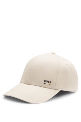 Cotton-twill cap with logo trim, Light Beige