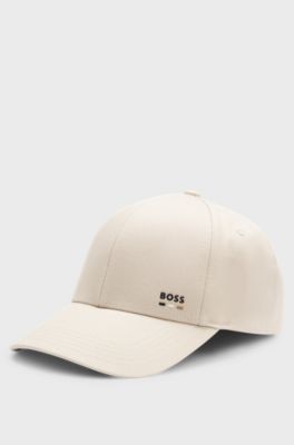 Cotton-twill cap with logo trim, Light Beige