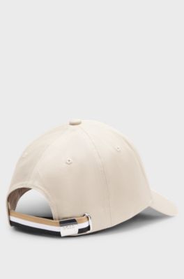 Cotton-twill cap with logo trim, Light Beige