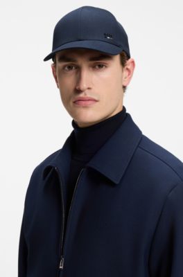 Cotton-twill cap with logo trim, Dark Blue