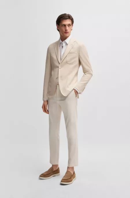 Slim-fit blazer in patterned linen and cotton