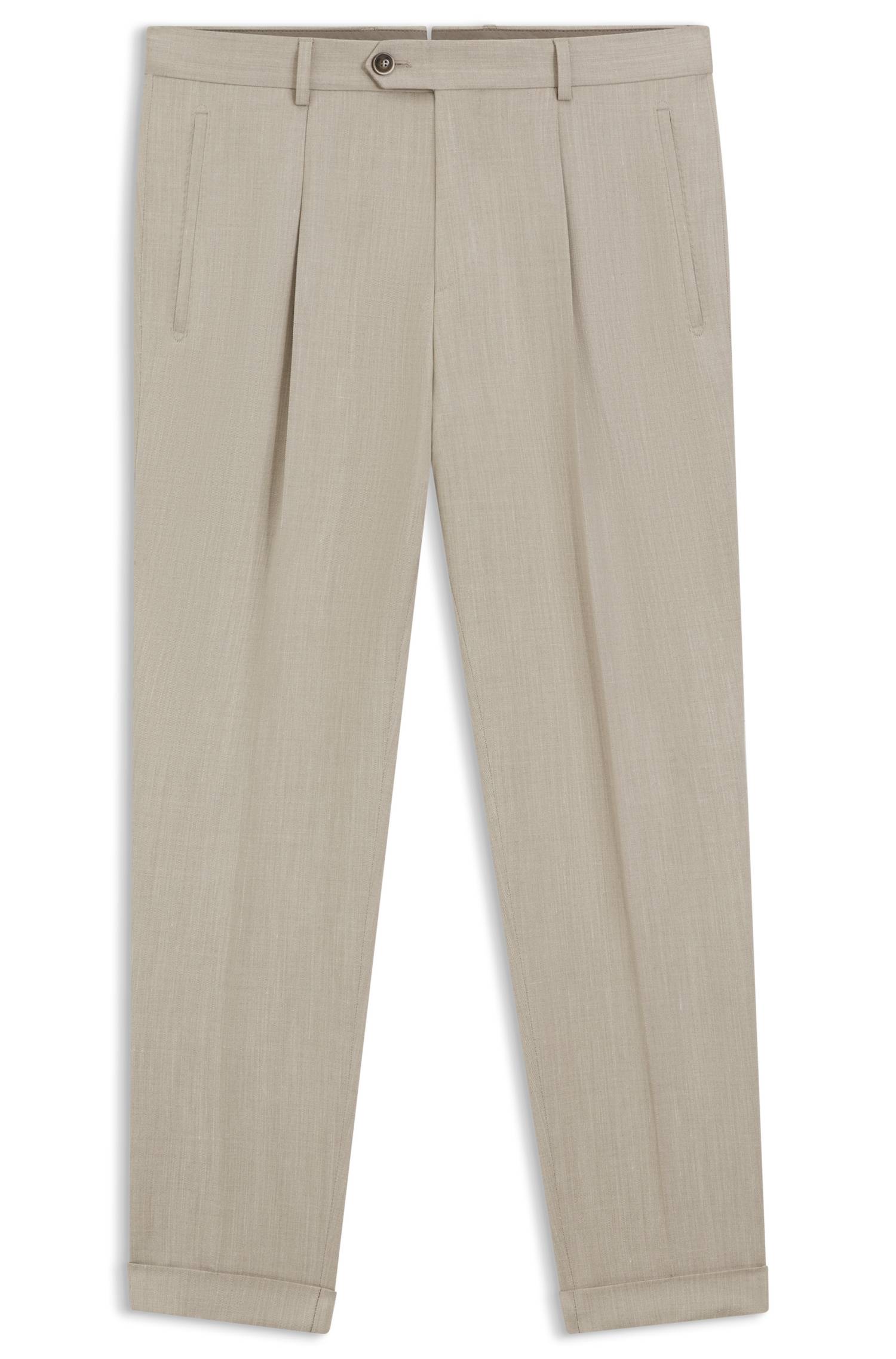 Boss Regular-fit trousers in a wool blend with silk byxor herr – bild 4