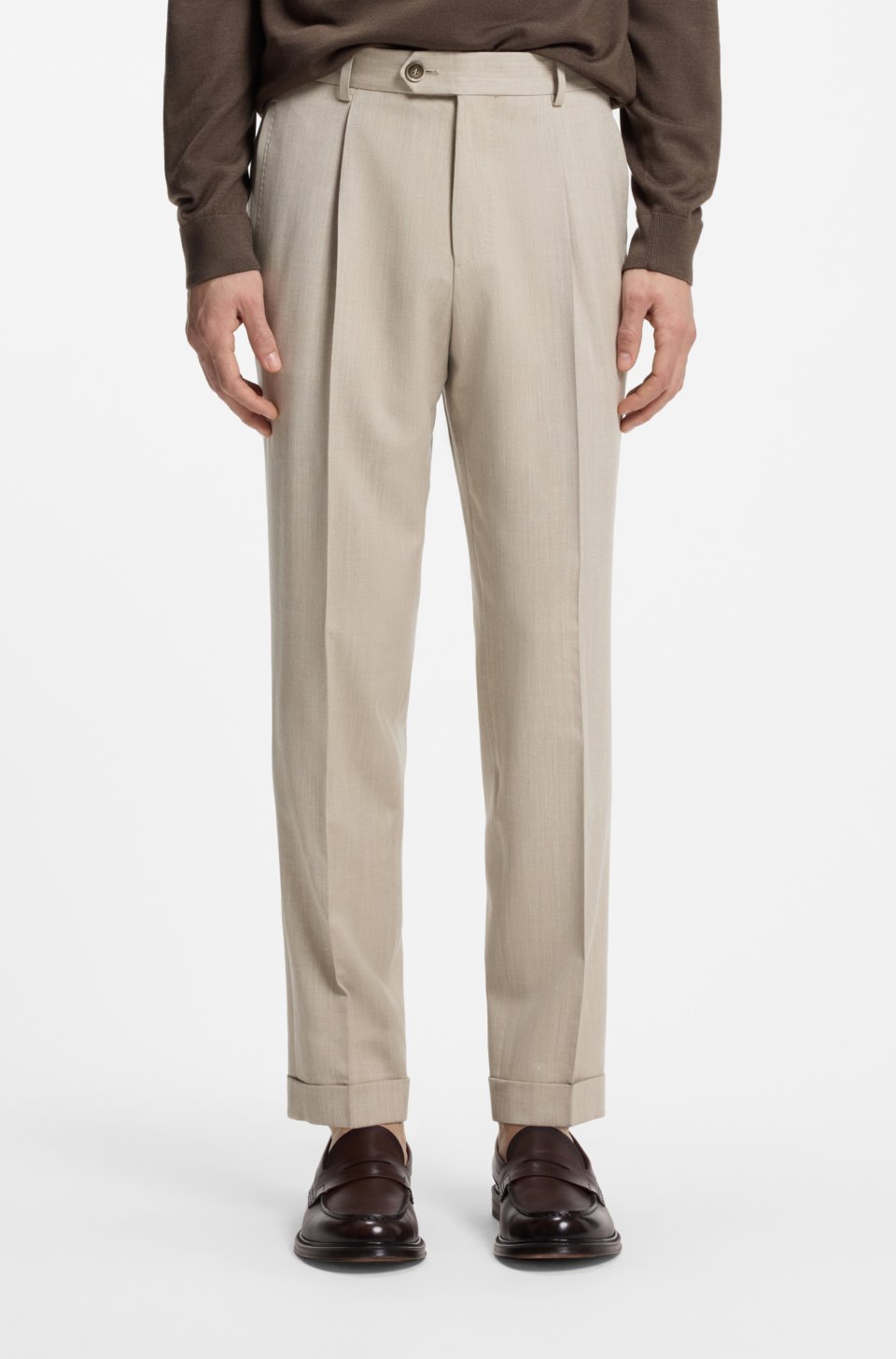 Regular-fit trousers in a wool blend with silk