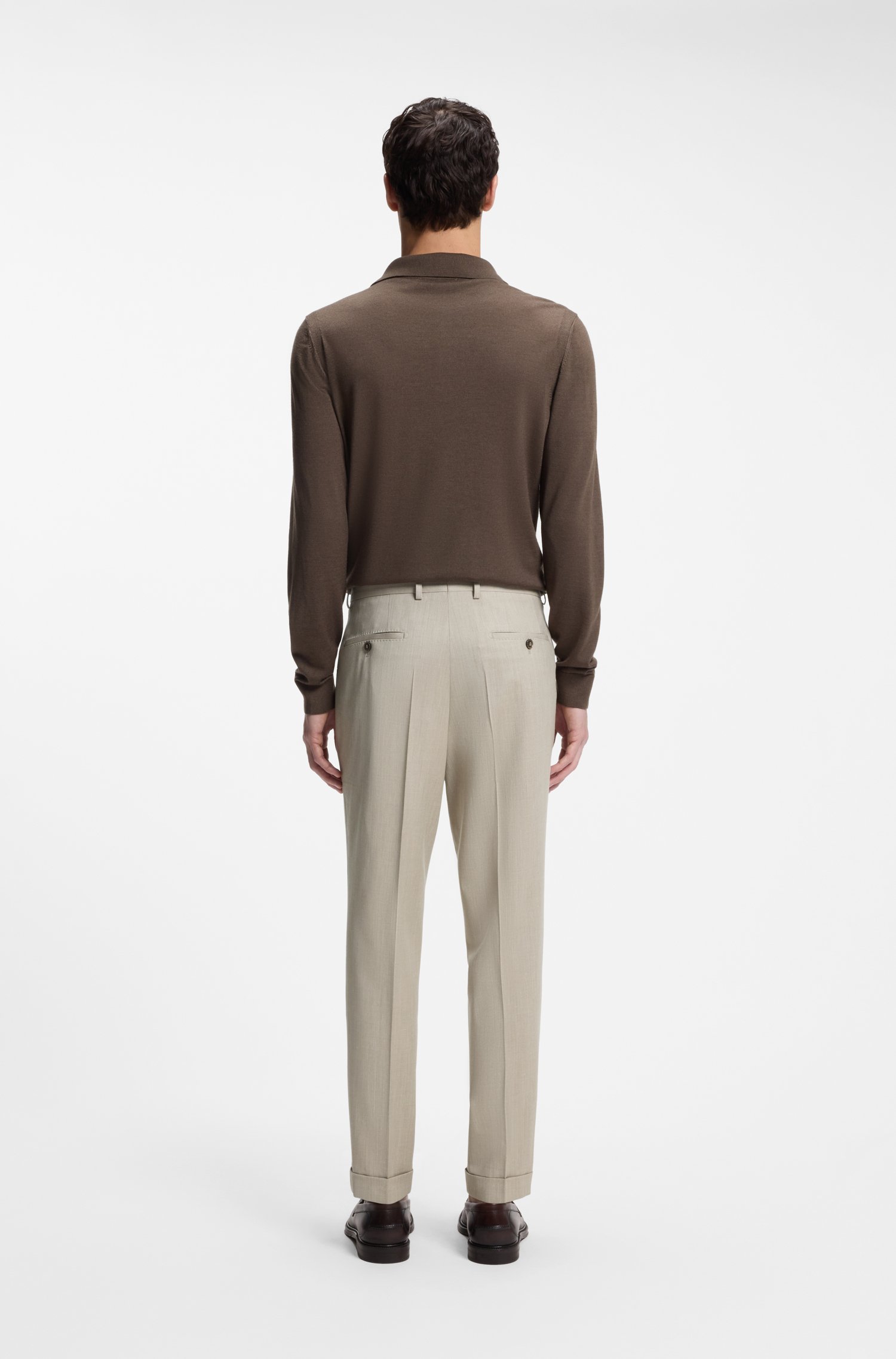 Boss Regular-fit trousers in a wool blend with silk byxor herr – bild 2