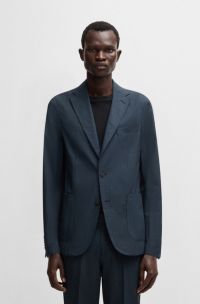Opvouwbaar slim-fit colbert van waterafstotend materiaal, Donkerblauw