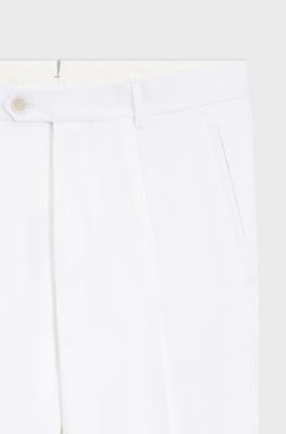 Regular-fit trousers in wrinkle-resistant linen, White