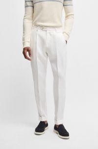 Regular-fit trousers in linen, White