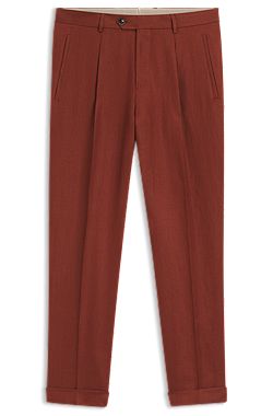 Regular-fit trousers in wrinkle-resistant linen