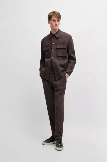 Relaxed-fit overshirt in a linen blend with wool