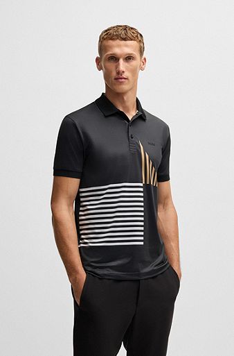 Hugo Boss Paddy Striped Golf Polo Shirt - Green Hugo Boss Paddy Striped Golf Polo Shirt - Green