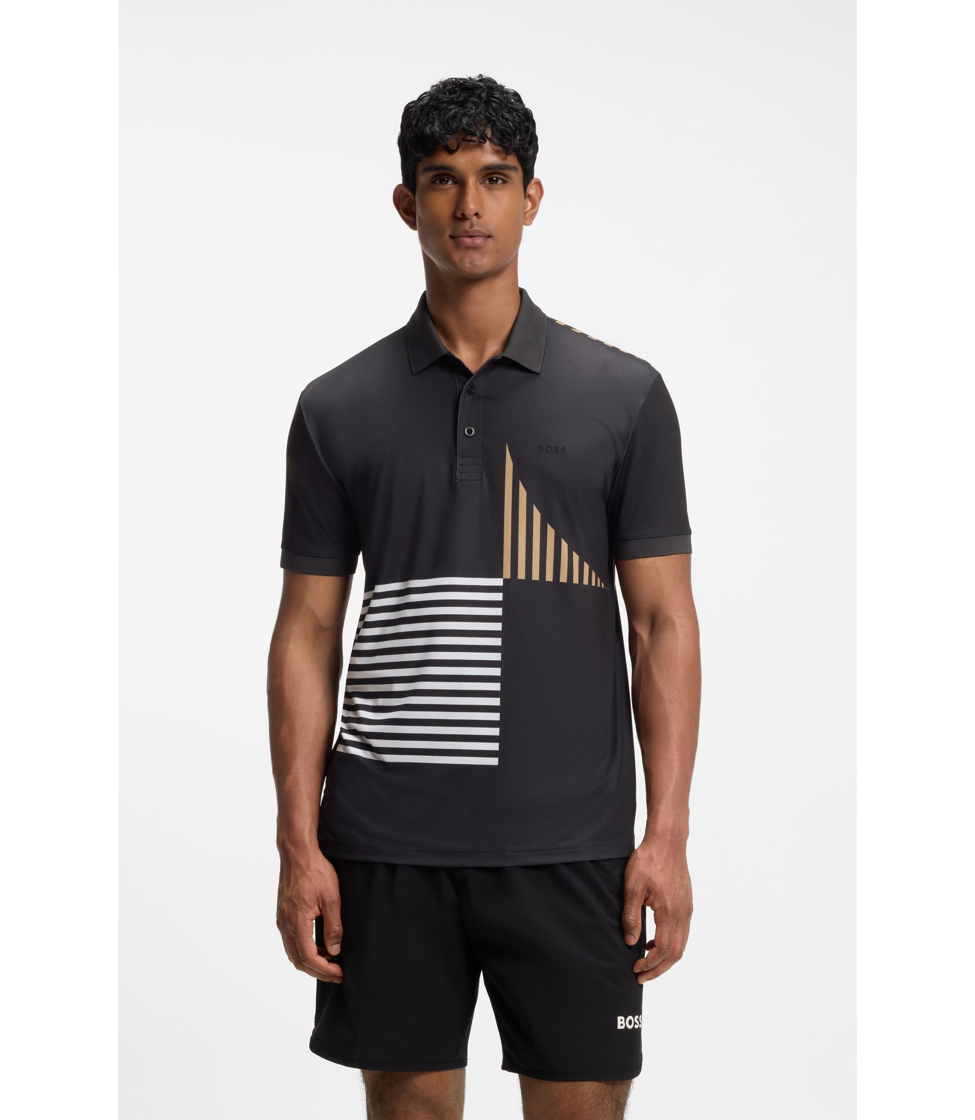 BOSS - Paddy Active stretch-jersey polo shirt with digital print