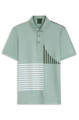Paddy Active stretch-jersey polo shirt with digital print, Light Green
