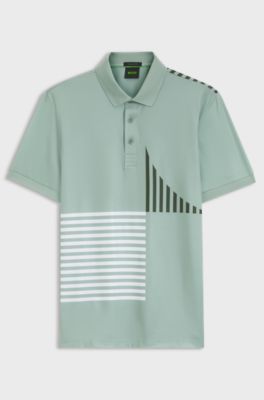 Paddy Active stretch-jersey polo shirt with digital print, Light Green