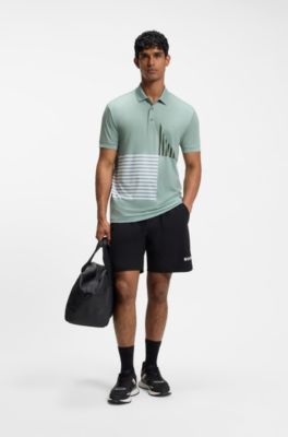 Paddy Active stretch-jersey polo shirt with digital print, Light Green