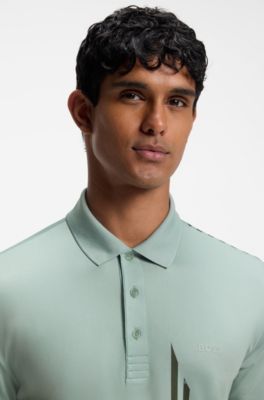 Paddy Active stretch-jersey polo shirt with digital print, Light Green