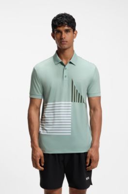 Paddy Active stretch-jersey polo shirt with digital print, Light Green