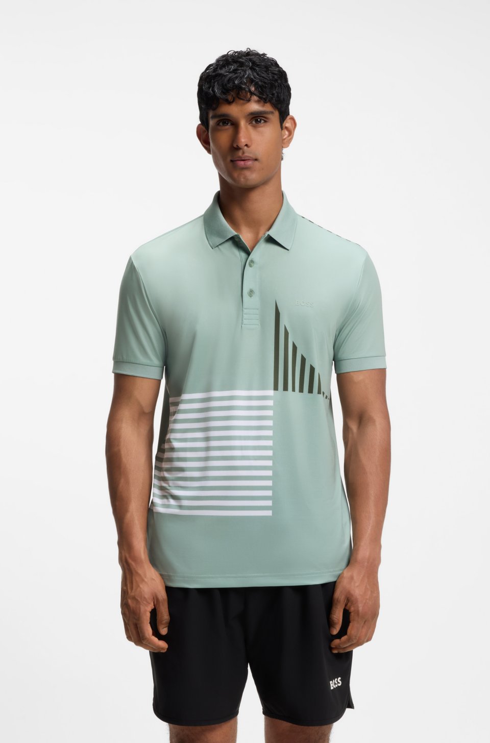Paddy Active stretch-jersey polo shirt with digital print