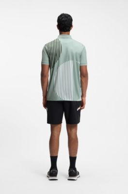 Paddy Active stretch-jersey polo shirt with digital print, Light Green