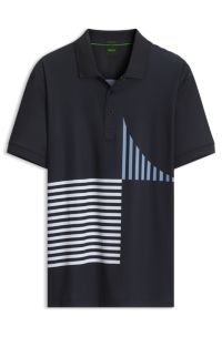 Paddy Active stretch-jersey polo shirt with digital print, Dark Blue