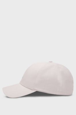 Linen cap with embroidered logo, light pink