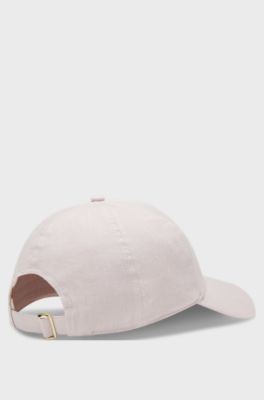 Linen cap with embroidered logo, light pink