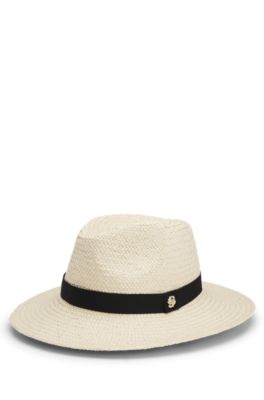 Raffia Panama hat with Double B monogram, Natural