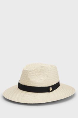Raffia Panama hat with Double B monogram, Natural
