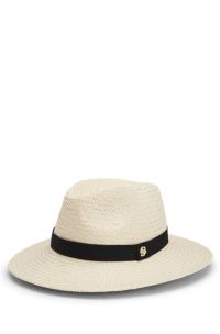 Chapeau Panama en raphia avec monogramme Double B, Naturel