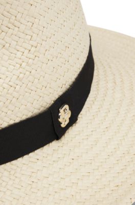 Raffia Panama hat with Double B monogram, Natural