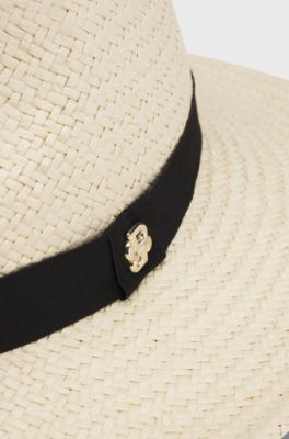 Raffia Panama hat with Double B monogram, Natural