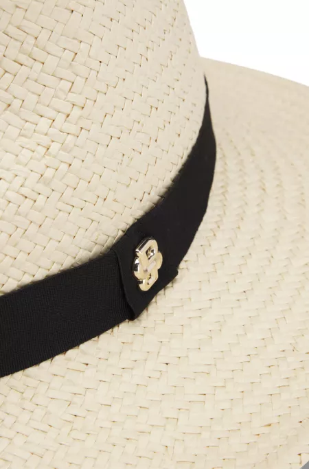 Raffia Panama hat with Double B monogram