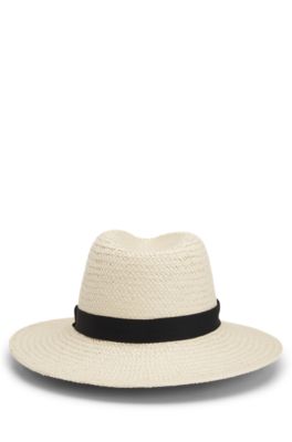 Raffia Panama hat with Double B monogram, Natural