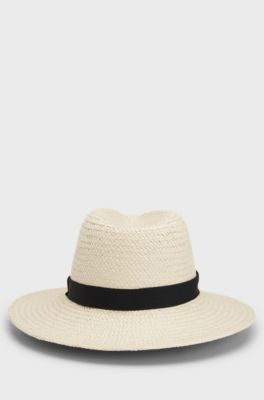 Raffia Panama hat with Double B monogram, Natural