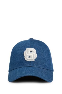 Blue-denim cap with Double B monogram, Blue