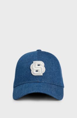 Blue-denim cap with Double B monogram, Blue
