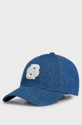 Blue-denim cap with Double B monogram, Blue