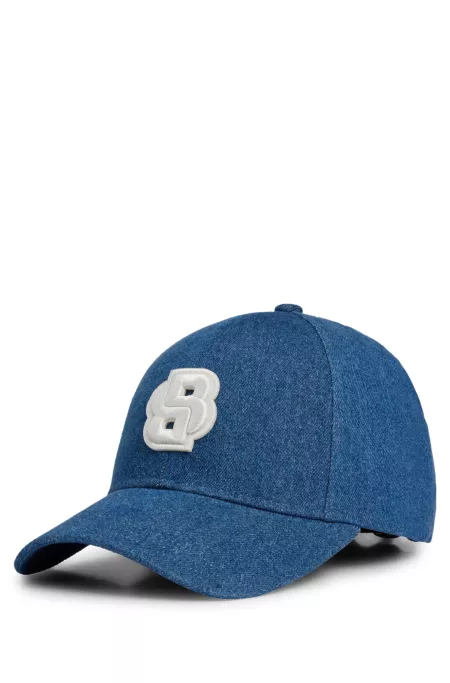 Blue-denim cap with Double B monogram