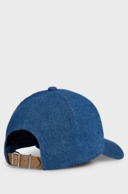 Blue-denim cap with Double B monogram, Blue