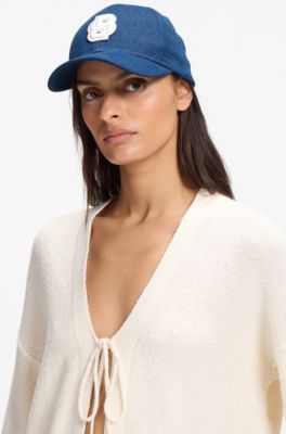 Blue-denim cap with Double B monogram, Blue