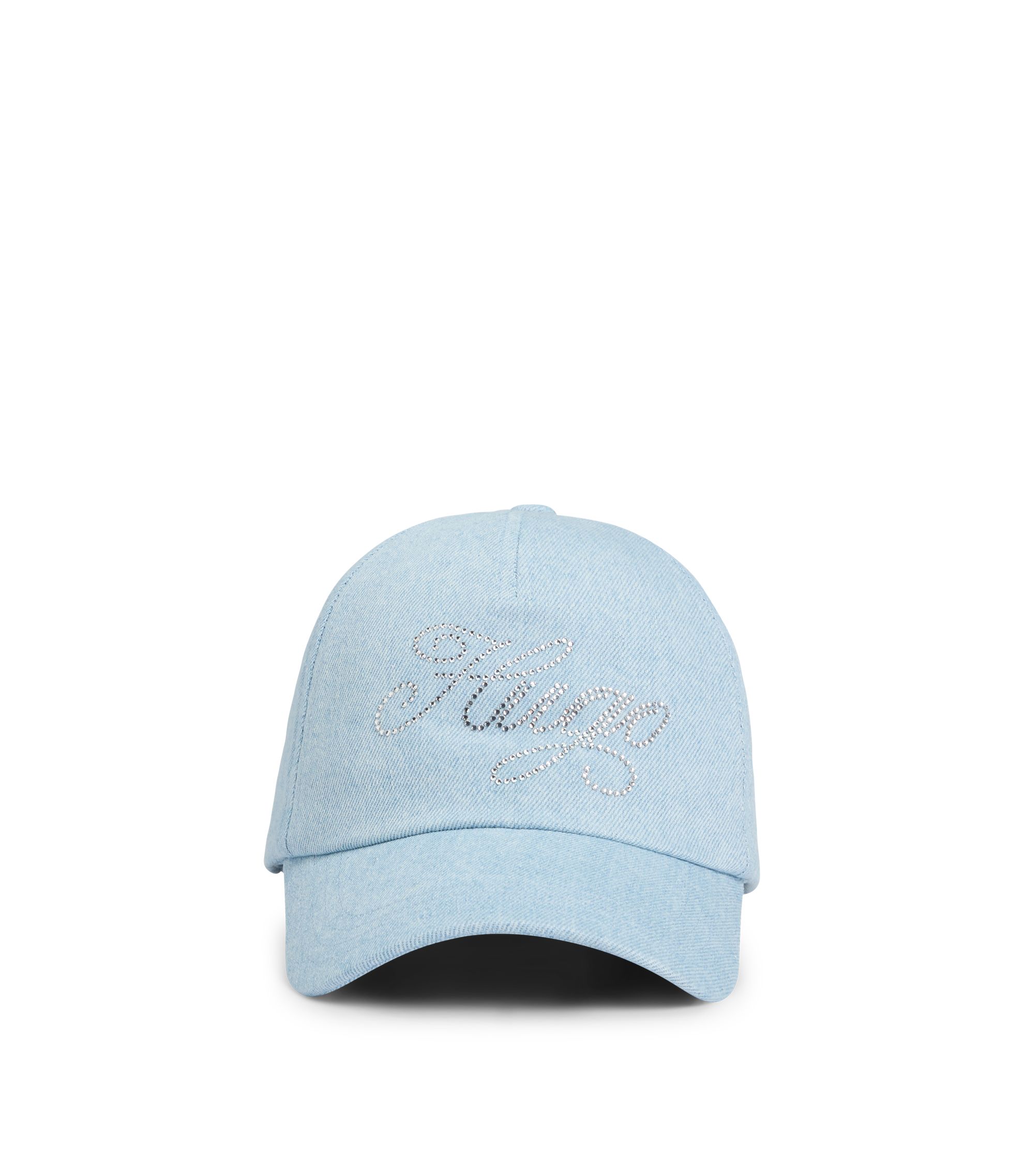 Casquette En Jean Avec Strass Smiley - Bleu Délavé, Réglable, Neuve Sans étiquette