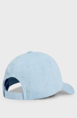 Denim cap with crystal-studded logo, Light Blue