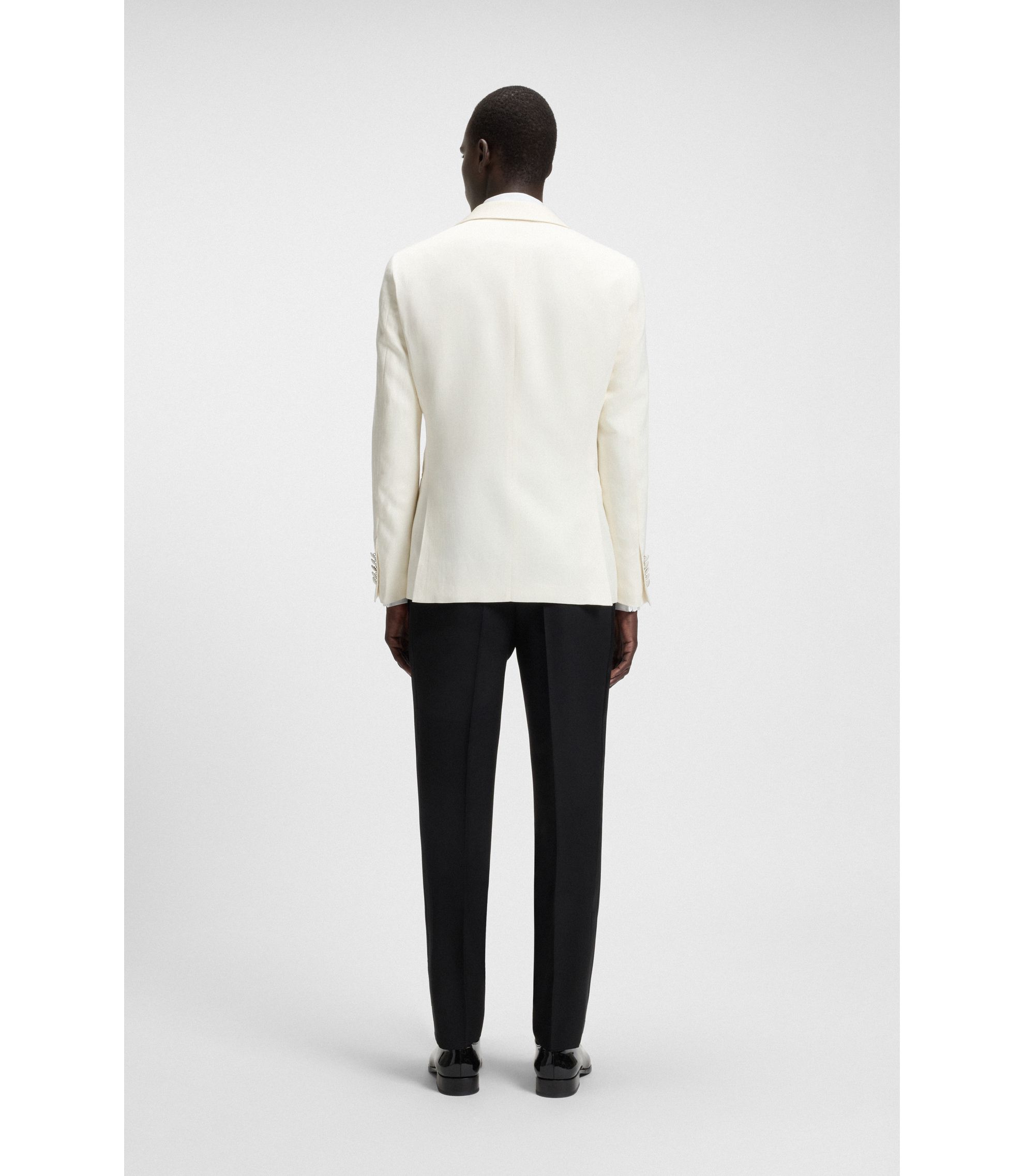 BOSS - スリムフィット タキシードジャケット シルク/リネン