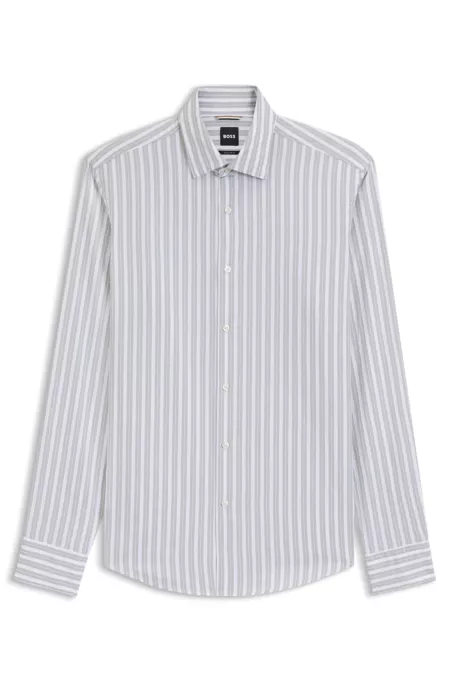 Regular-fit shirt with bouclé-effect stripes