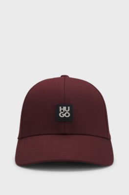 Cappellino in twill di cotone con logo scomposto, Marrone